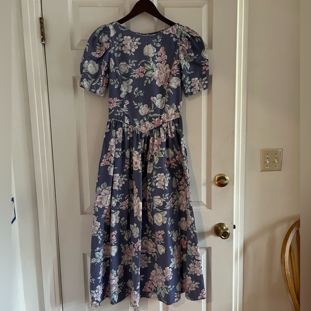 Vintage Blue Floral Maxi Dress